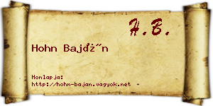 Hohn Baján névjegykártya